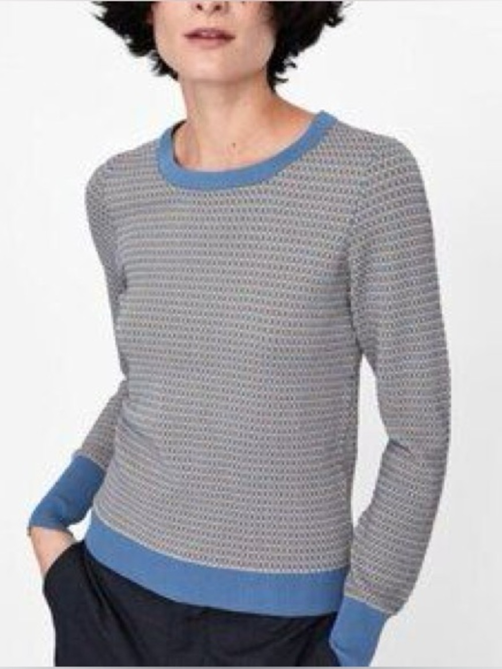 Zara Geometric 2-tone stretch knit top